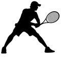 Tennis Player Silhouettes - Man or Boy Body Position Ready to Receive Serve Royalty Free Stock Photo