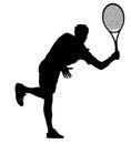 Tennis Player Silhouettes - Man or Boy Playing Line Shot