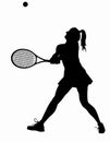 Tennis Player Silhouettes - Woman or Girl playing volley stroke