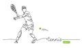 Tennis player simple vector background, banner, poster with man, racket and ball. One line drawing art illustration of Royalty Free Stock Photo