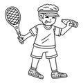 Tennis Player Taking Drink Isolated Coloring Page