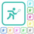 Tennis player vivid colored flat icons