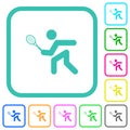 Tennis player vivid colored flat icons