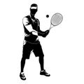 Tennis player black silhouette on white background, vector illustration Royalty Free Stock Photo