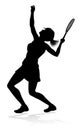 Tennis Player Woman Sports Person Silhouette Royalty Free Stock Photo