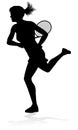 Tennis Player Woman Sports Person Silhouette Royalty Free Stock Photo