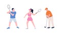 Tennis players couple flat color vector faceless character set Royalty Free Stock Photo