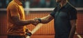 Tennis Players Embodying Fair Play with Post-Match Handshake. Generative AI Royalty Free Stock Photo