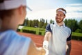 Tennis players greeting