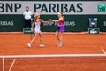 Tennis players Lyudmyla Kichenok L UKR and Jelena Ostapenko LVA in action during their women`s doubles semifinal match