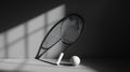 Tennis racket and ball with dramatic shadows Royalty Free Stock Photo