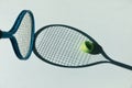 Tennis racket and ball on the floor Royalty Free Stock Photo