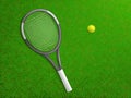 Tennis racket, ball on grass realistic vector Royalty Free Stock Photo