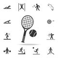 Tennis racket and ball icon. Detailed set of athletes and accessories icons. Premium quality graphic design. One of the collection Royalty Free Stock Photo