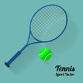 Tennis racket and ball icon, flat vector illustration Royalty Free Stock Photo