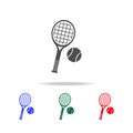 Tennis racket and ball icons. Elements of sport element in multi colored icons. Premium quality graphic design icon. Simple icon Royalty Free Stock Photo