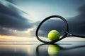 Tennis racket and ball. Isolated on the white background Ai generated Royalty Free Stock Photo