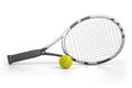 Tennis racket and tennis ball isolated on white background Royalty Free Stock Photo