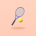 Tennis Racket and Ball on Orange Background