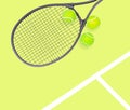 Tennis racket and ball sports on pastel background