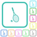 Tennis racket with ball vivid colored flat icons