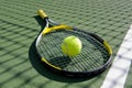 Tennis Racket and ball on white Royalty Free Stock Photo