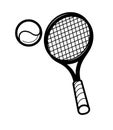 Tennis racket and ballon