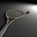 Tennis racket with golden ball Royalty Free Stock Photo
