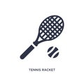 tennis racket icon on white background. Simple element illustration from free time concept