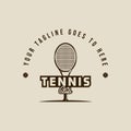 tennis racket logo vintage vector illustration template icon graphic design. sport sign or symbol for club or tournament league Royalty Free Stock Photo