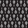 Tennis racket seamless pattern badminton table tennis vintage vector isolated wallpaper background Black Royalty Free Stock Photo