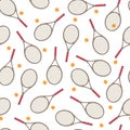 Tennis Racket seamless pattern isolated ball vector wallpaper background White