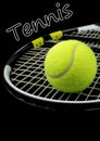 Tennis racket, tennis ball and text Royalty Free Stock Photo