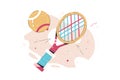 Tennis racket with tennisball. Colorful Vector illustration for web banner, presentations, social networks