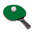 Tennis racket in vector on white background.Ping pong paddle in vector.Tennis ball in vector isolated on white background.Table te Royalty Free Stock Photo