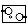 Tennis rackets and table line icon, tennis concept. Vector graphics. Table tennis sign on white background, style mobile Royalty Free Stock Photo