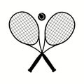 Tennis Racquet Cross Flat Icon On White Background