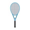 Tennis racquet sport game equipment vector flat icon. Recreation play match element. Blue athletic sign exercise