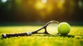 tennis raquet on the grass Royalty Free Stock Photo