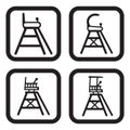 Tennis referee chair icon in four variations