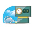 Tennis scoreboard with racket Royalty Free Stock Photo
