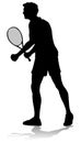 Tennis Silhouette Sport Player Man Royalty Free Stock Photo