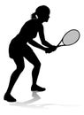 Tennis Silhouette Sport Player Woman Royalty Free Stock Photo