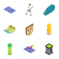 Tennis sport icons set, isometric 3d style Royalty Free Stock Photo