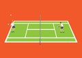 Tennis Sport in Tennis Court Top View Vector Illustration Royalty Free Stock Photo
