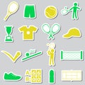 Tennis sport theme color stickers set eps10