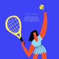 Tennis sports tourney flat vector banner template. Royalty Free Stock Photo