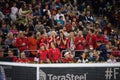 Tennis supporters, fans applauding in the tribune