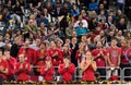 Tennis supporters, fans applauding in the tribune