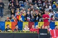 Tennis supporters, fans applauding in the tribune